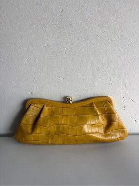 Banana Republic Mustard Crocodile-Embossed Clutch
